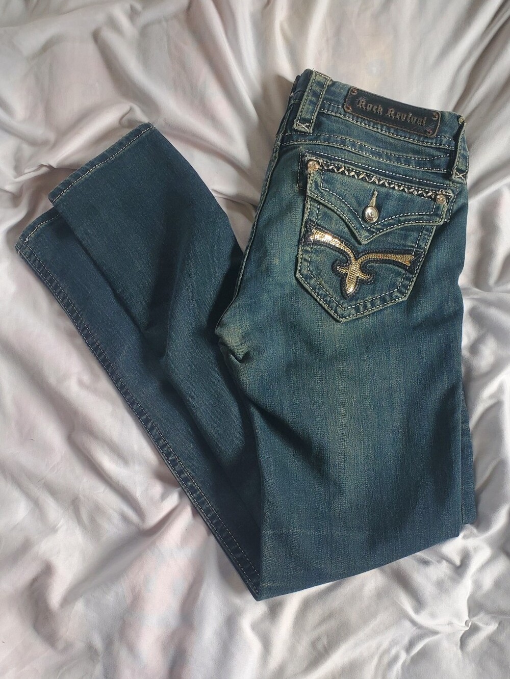 Rock Revival Kate Distressed Skinny Jeans, Women's Sz 27 (Actual W30/L31)